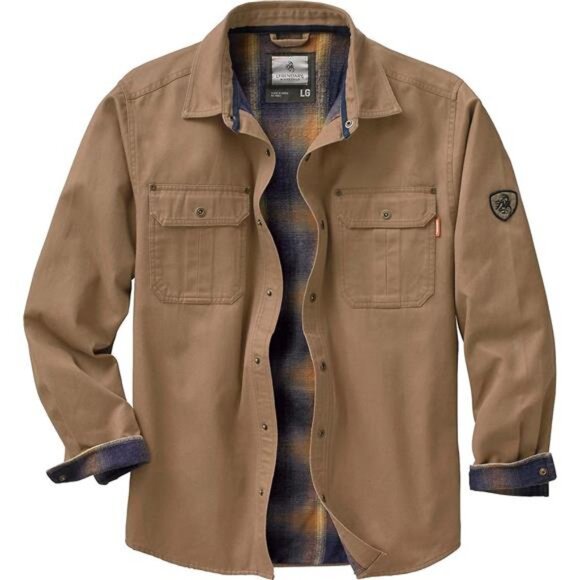 Men's Journeyman Shirt Jacket Flannel Lined Shacket for Men Water-Resistant